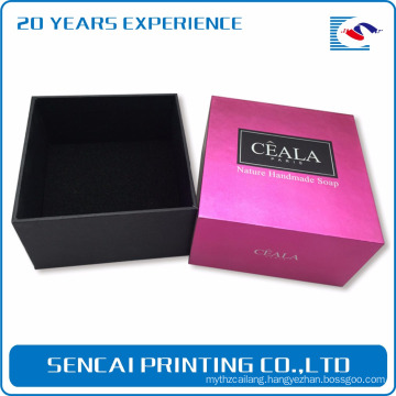 Sencai nature handmade soap pink packaging box with silver logo